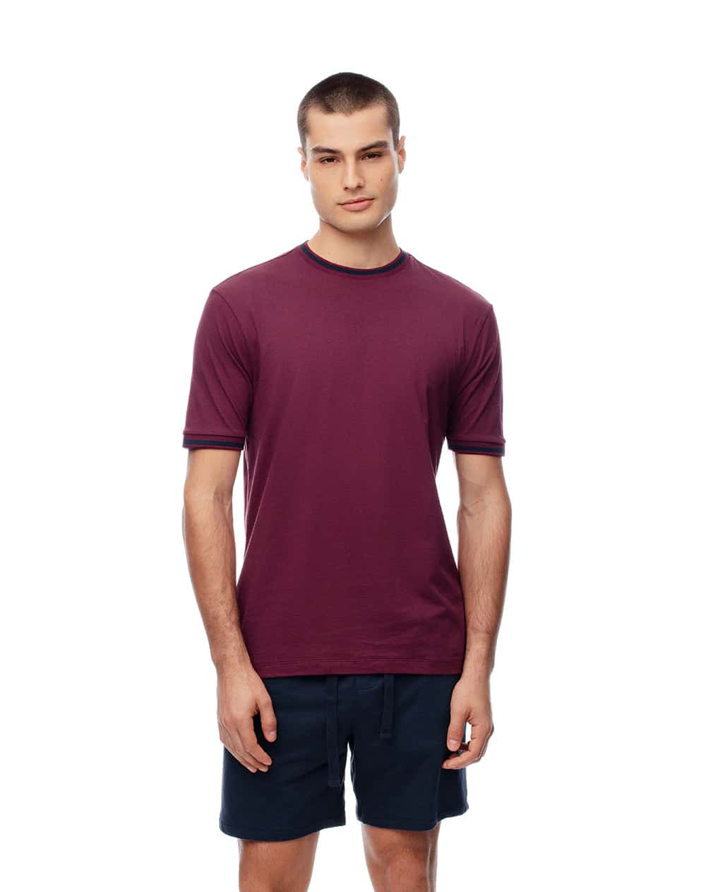 Camiseta regular algodón jersey vino tinto hombre