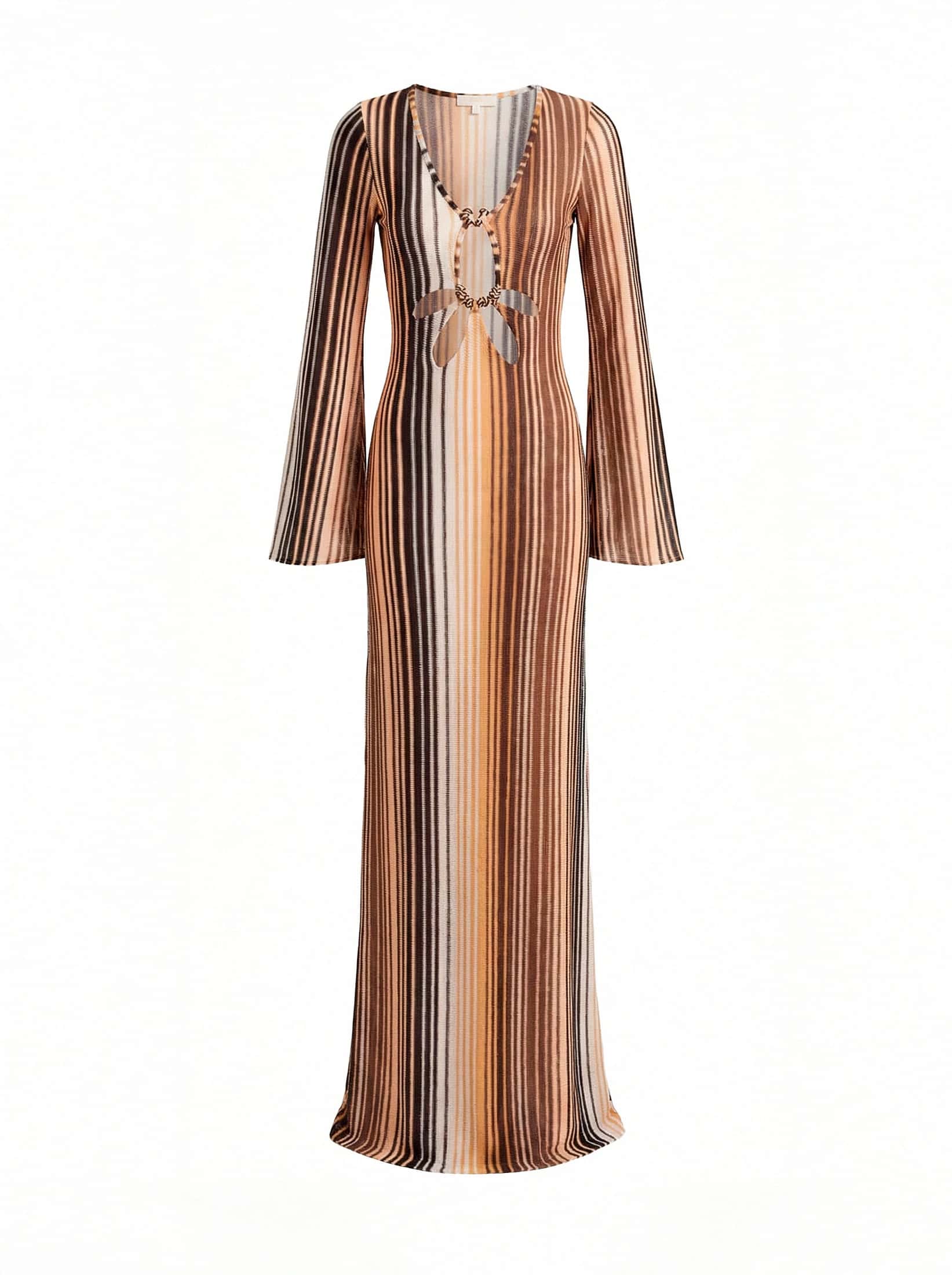 DALI DRESS BROWN MULTI STRIPE