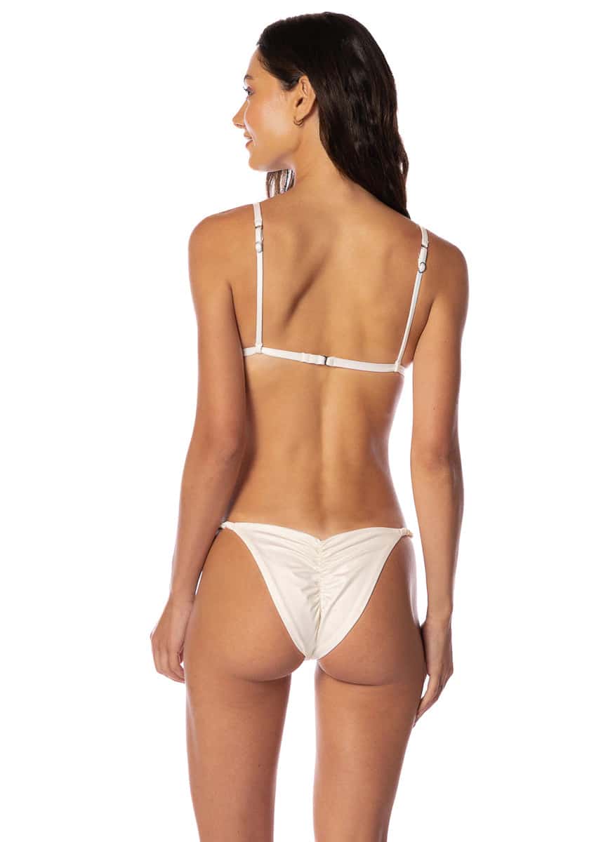 Maaji Crystal Pearl Micro Crunch Low Rise Single Strap Bikini Bottom