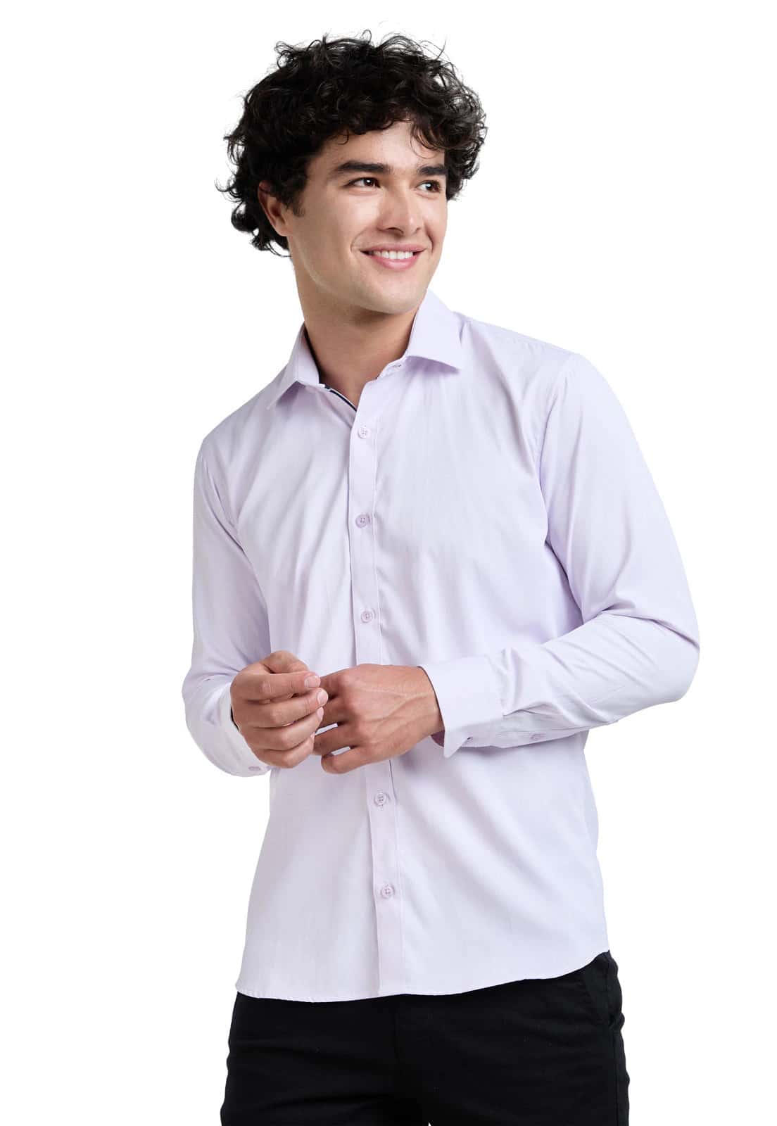 Camisa lila con minirayas