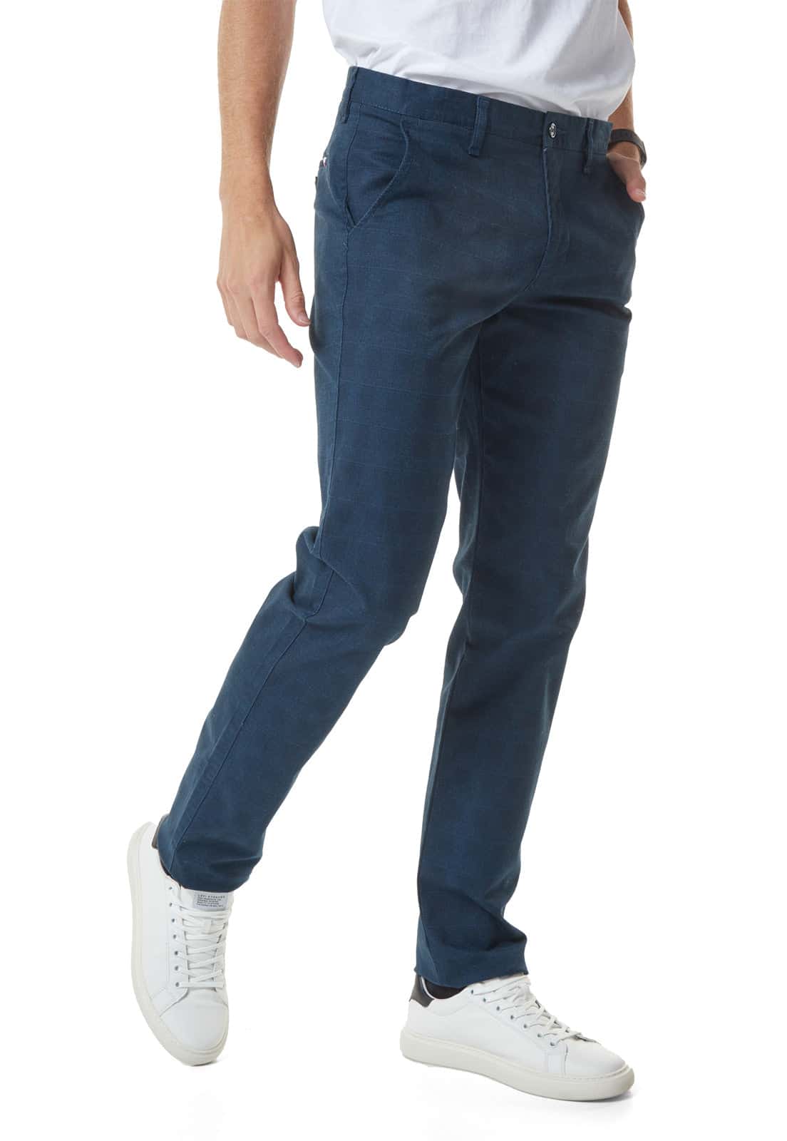 Pantalón dril a cuadros azules