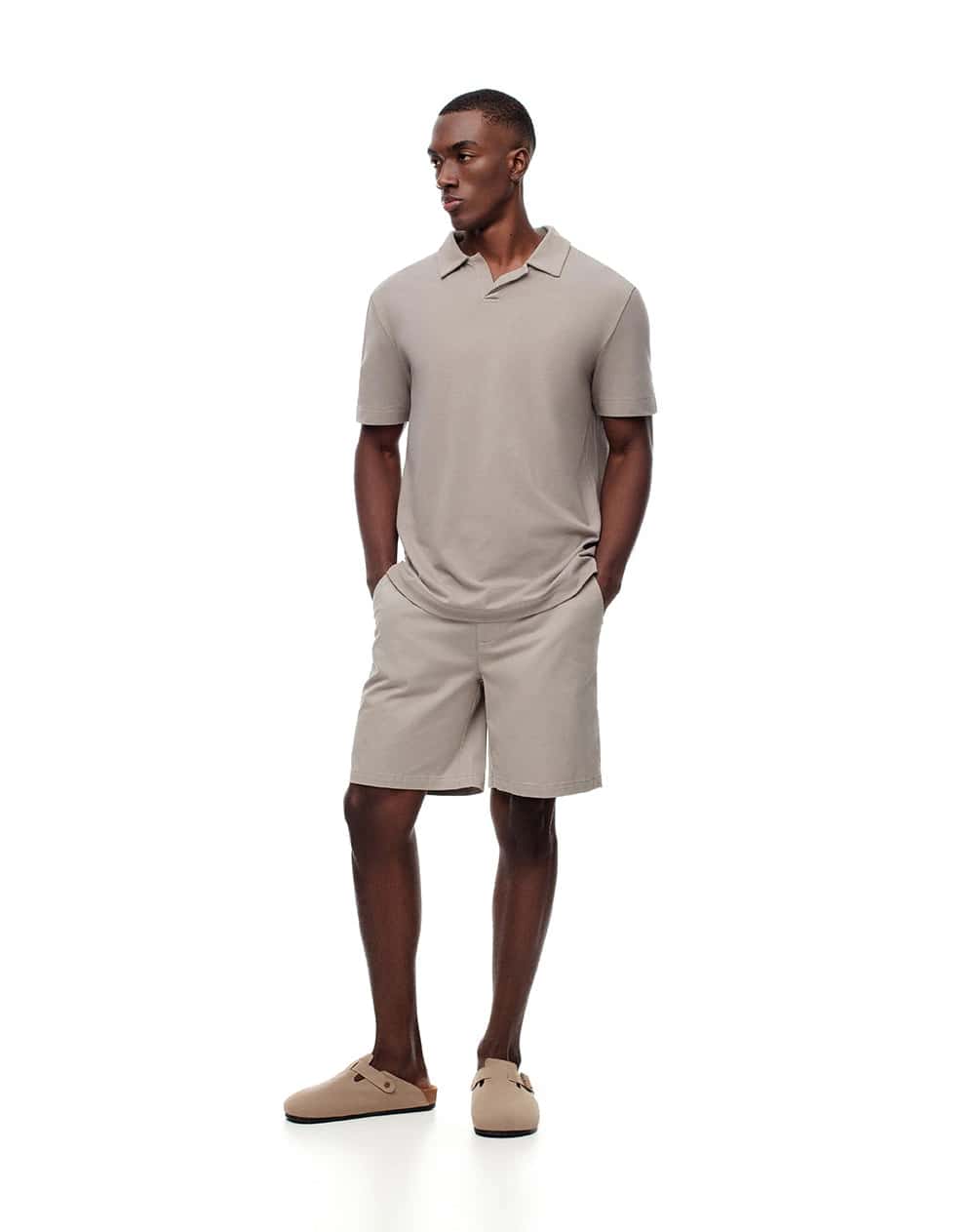 Bermuda regular drill algodón taupe hombre
