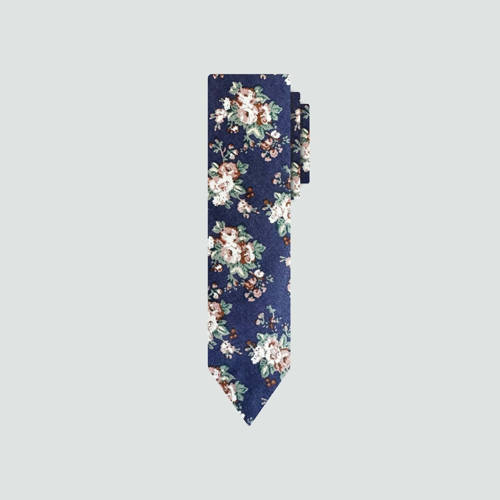 Corbata Navy Green Flowers Jon Sonen