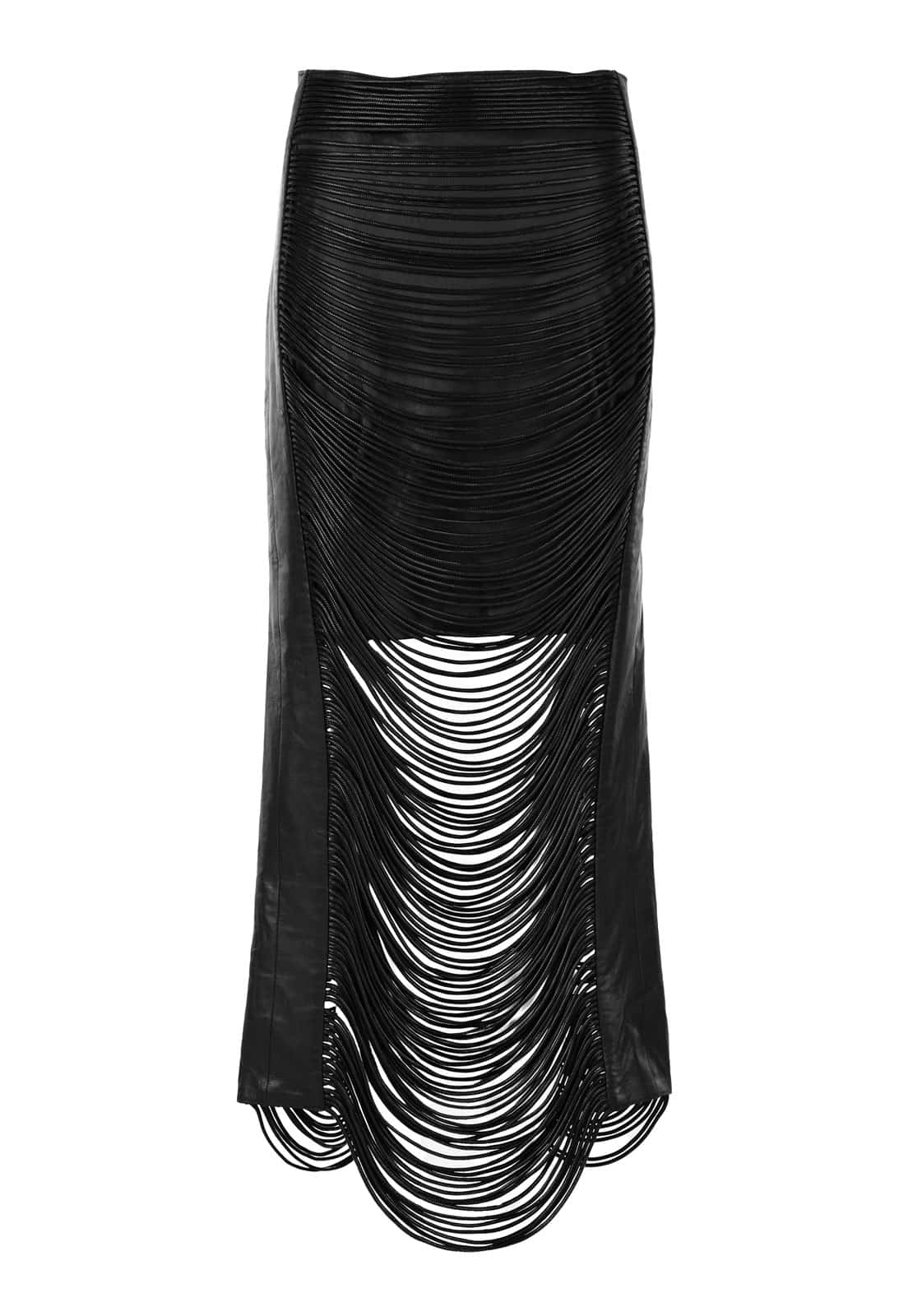 LEATHER SNAKE-LIKE CORD SKIRT
