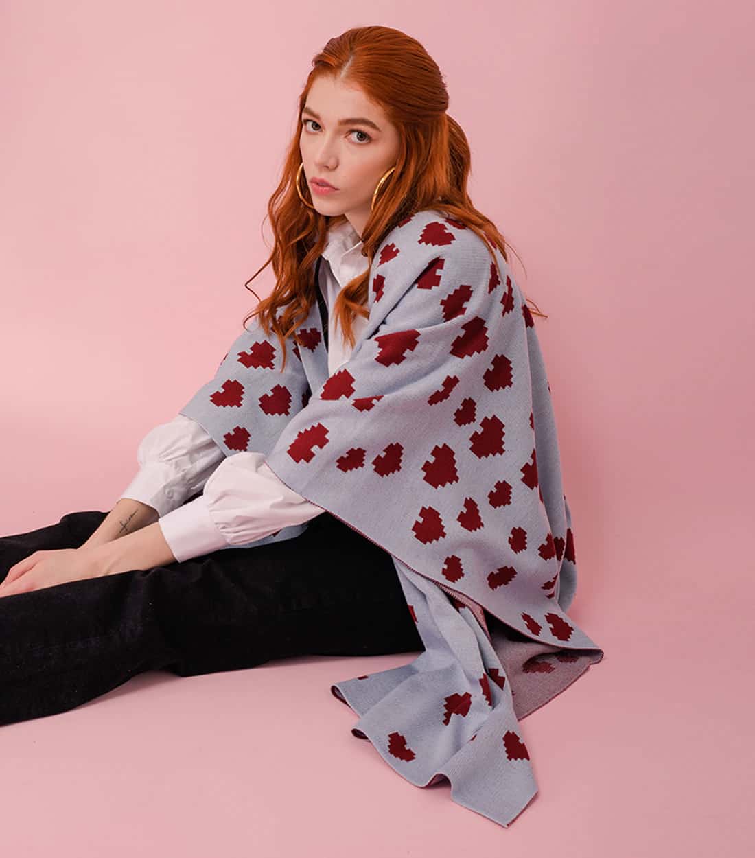 Poncho Cuore Cielo Rojo