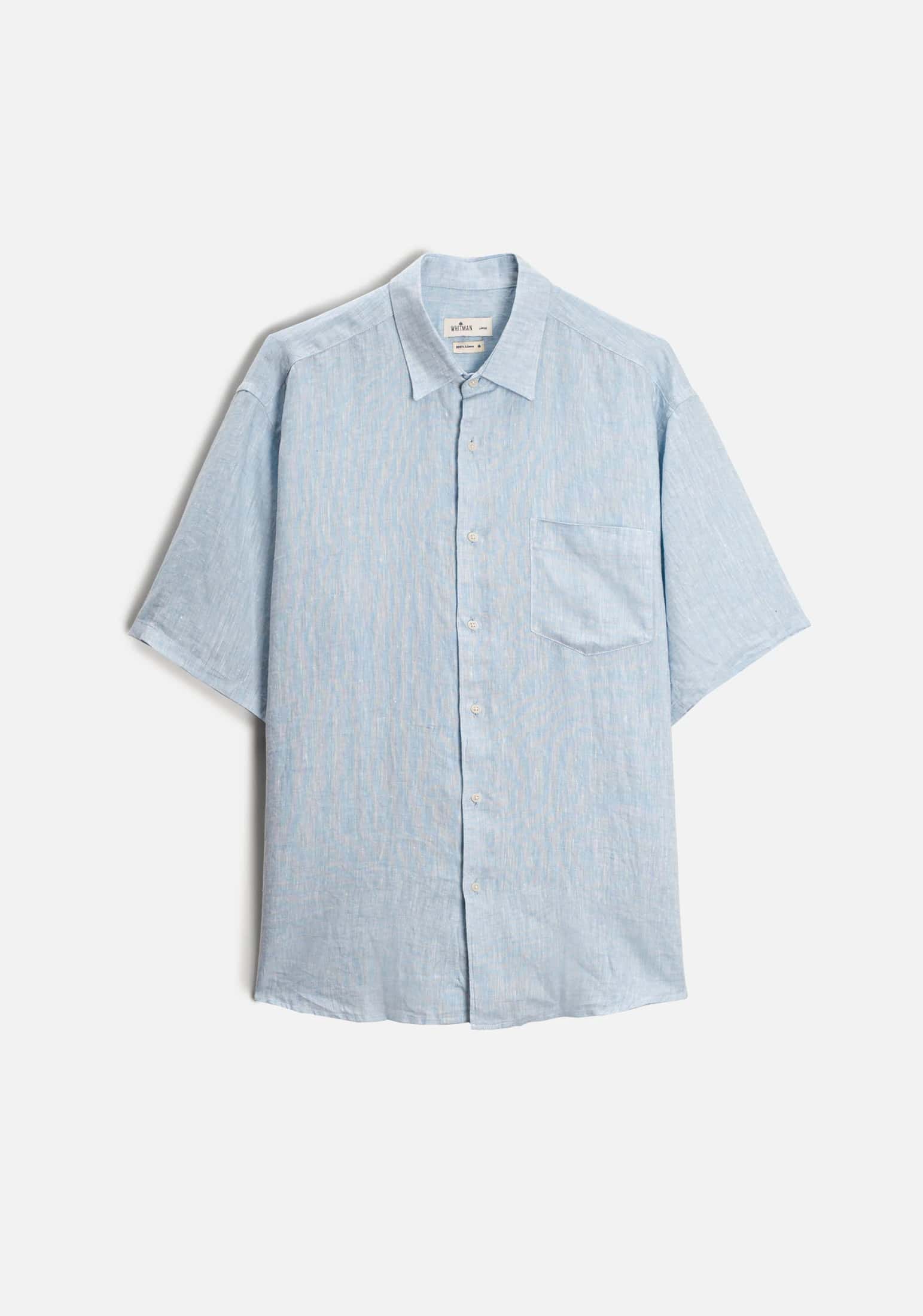 Camisa H Harlem Lino Unicolor Azul Claro