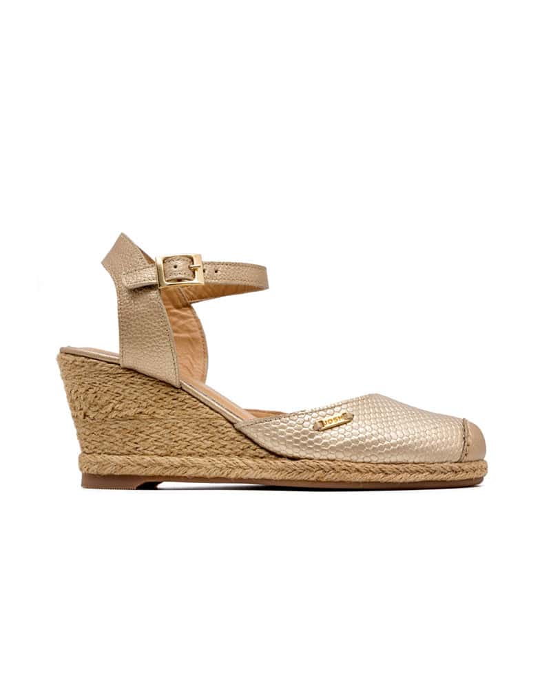 Zapato tacon corrido tipo espadrila en cuero  REF DEU548LJ