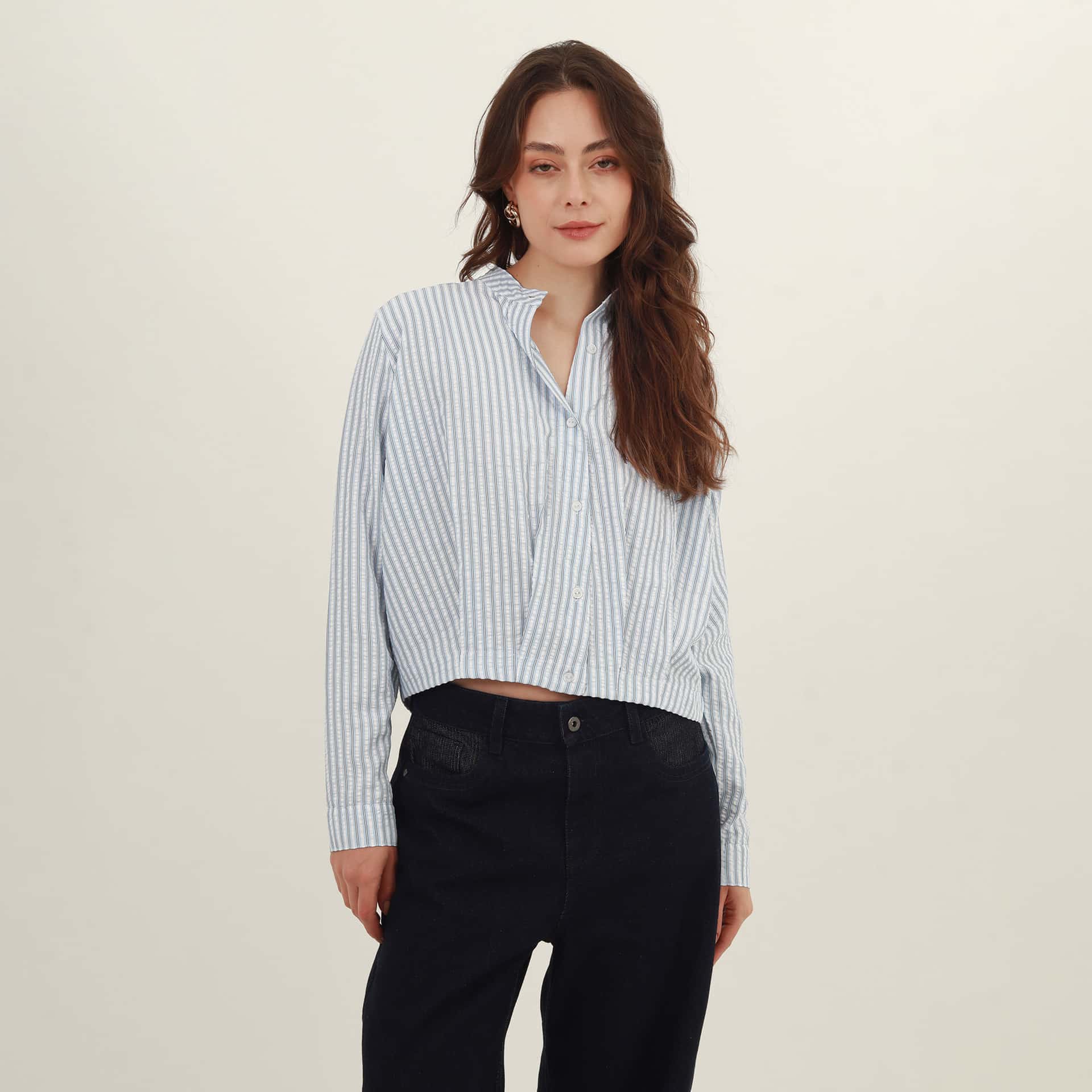 Blusa Cuello Camisero Manga Larga - miniatura 5