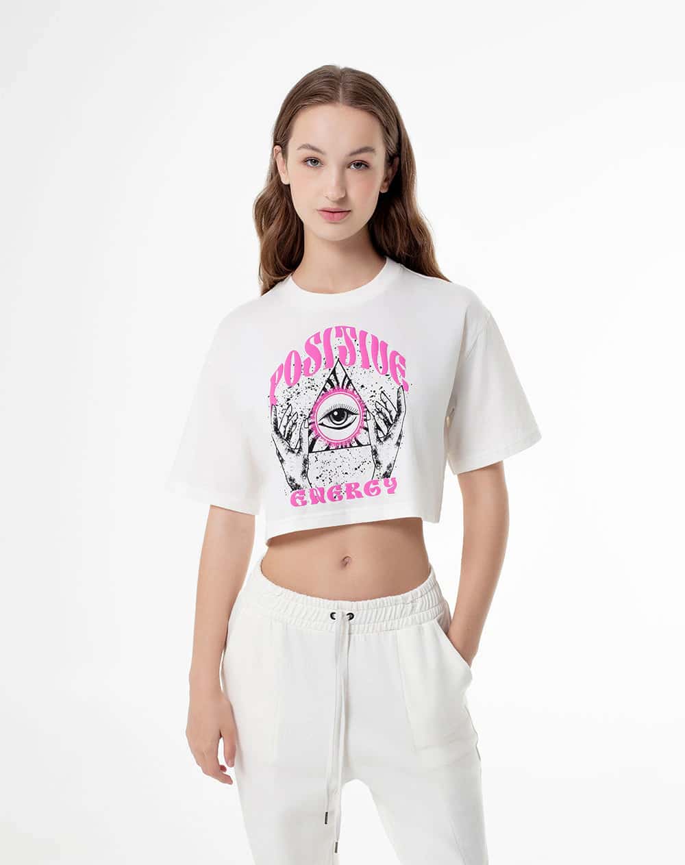 Camiseta crop regular algodón habana mujer