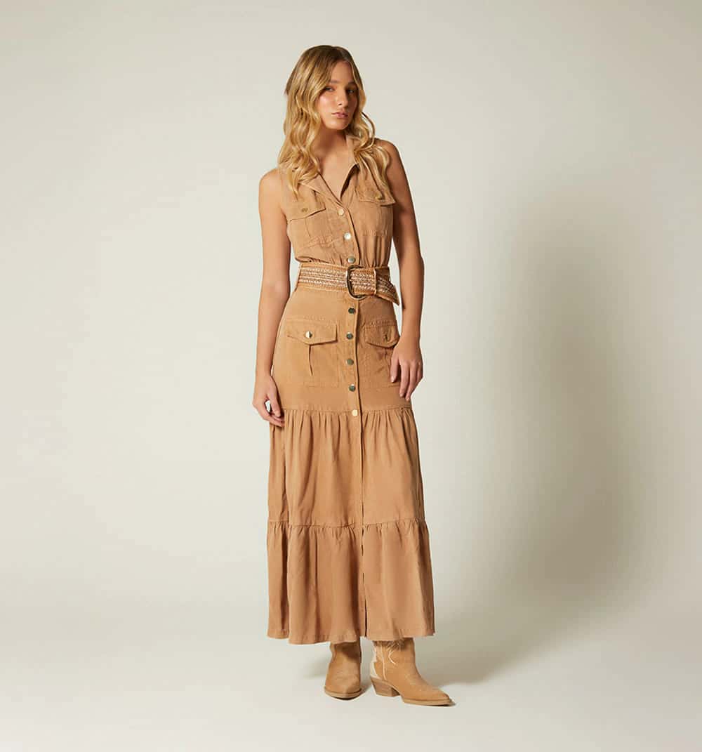 Vestido largo sisa con correa