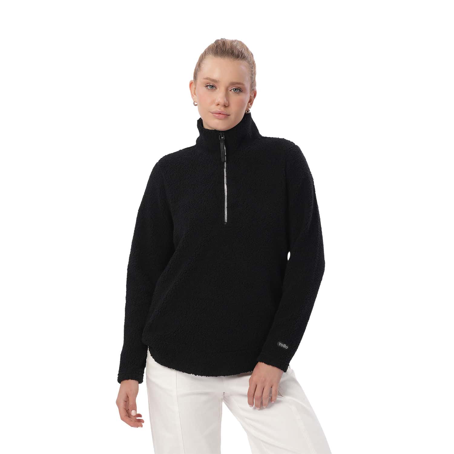 Buzo con Cremallera para Mujer Shorel Pullover Negro