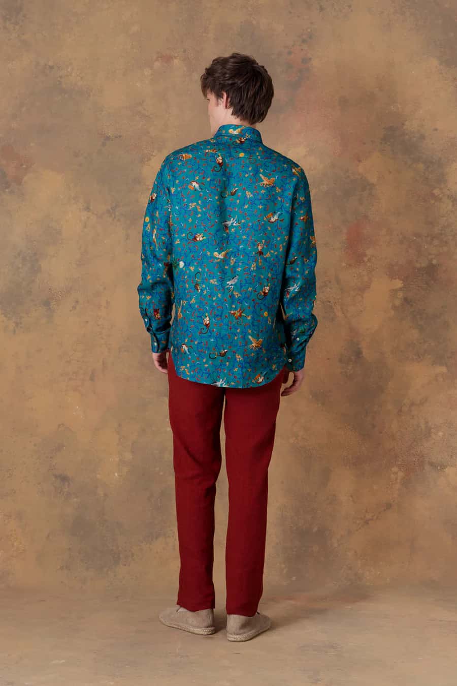Men's shirt linen delphos teal - miniatura 4