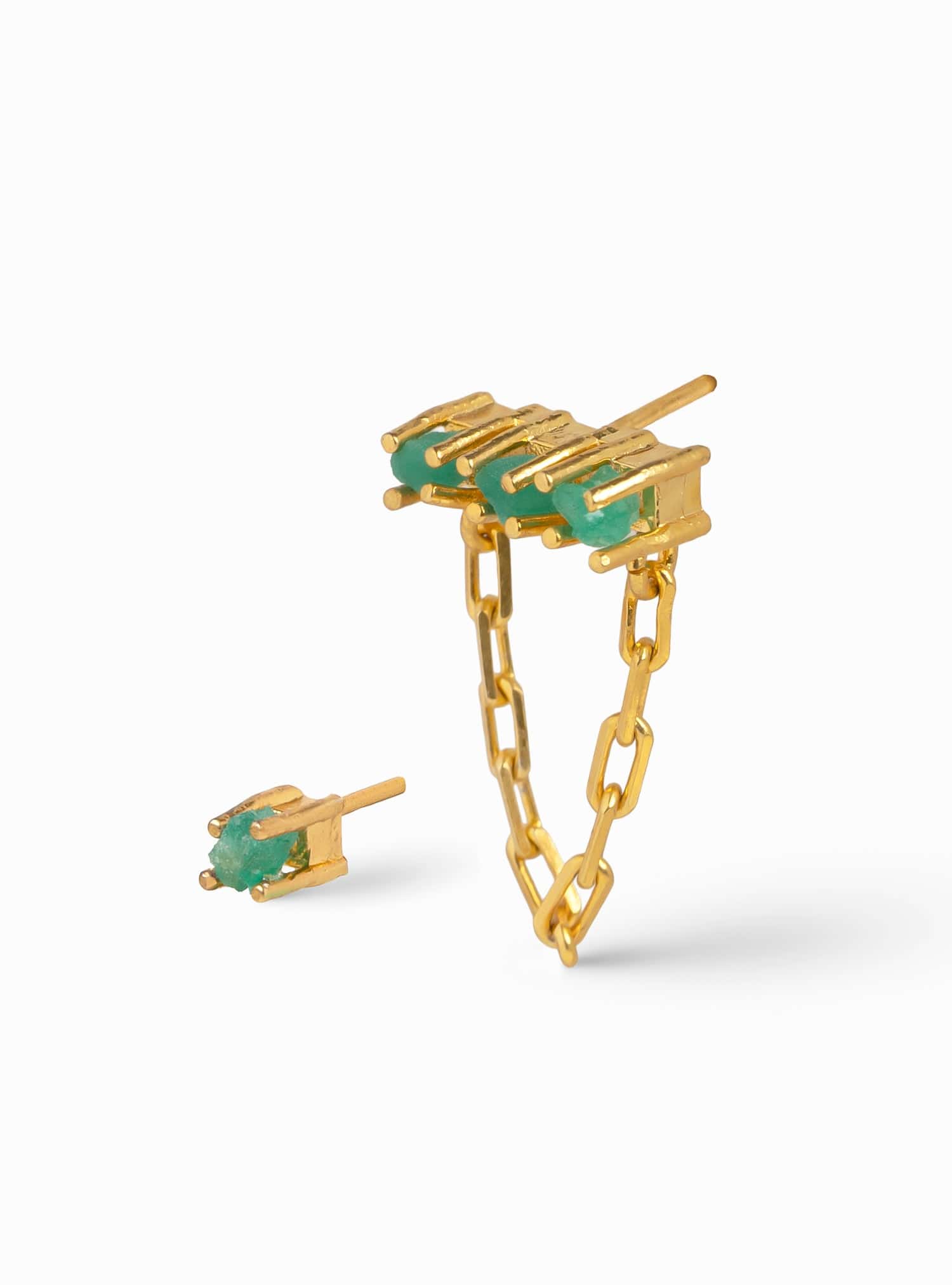 Arete Triple Tennis Chain Solitario + Topo Uniesmeralda