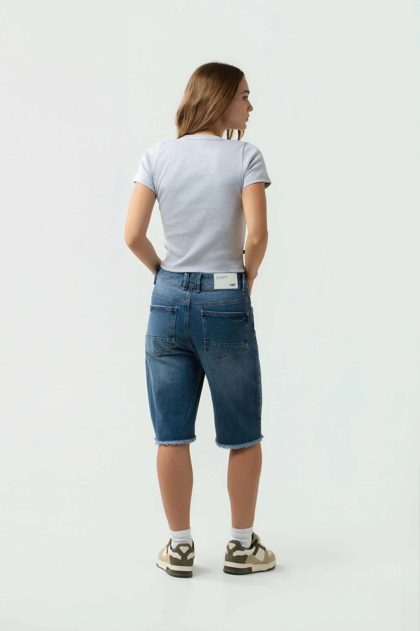 Bermuda Denim QST Raw Edge - Azul Medio - miniatura 3