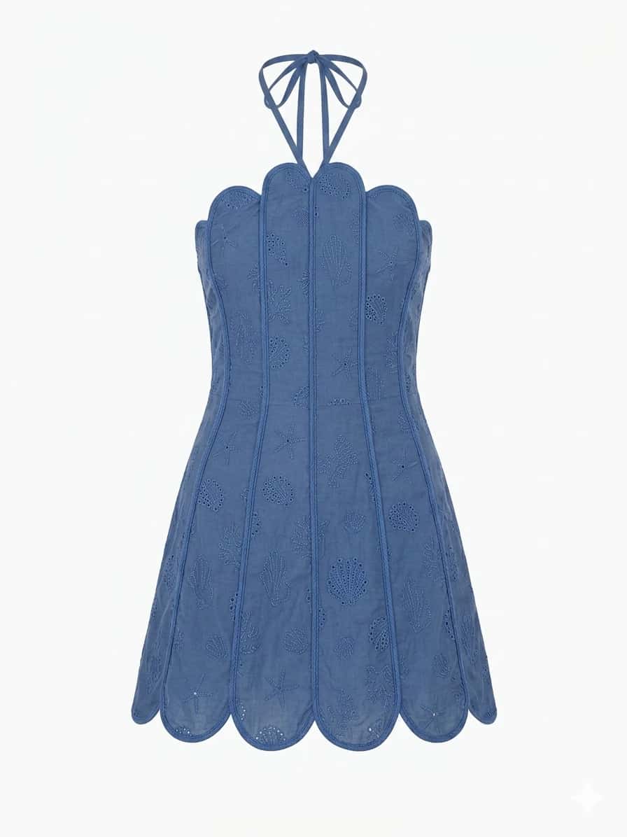 LENNY DRESS DEEP SEA BLUE SEASHELLS