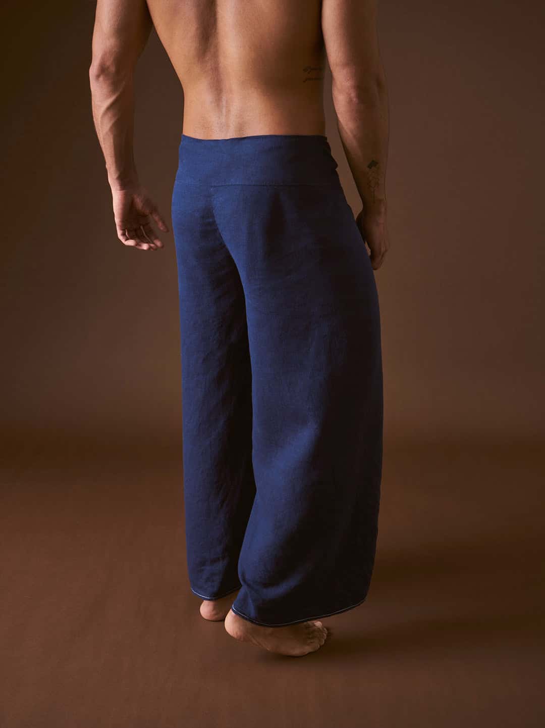 Pantalón envolvente en Algodón Azul Marino - miniatura 2