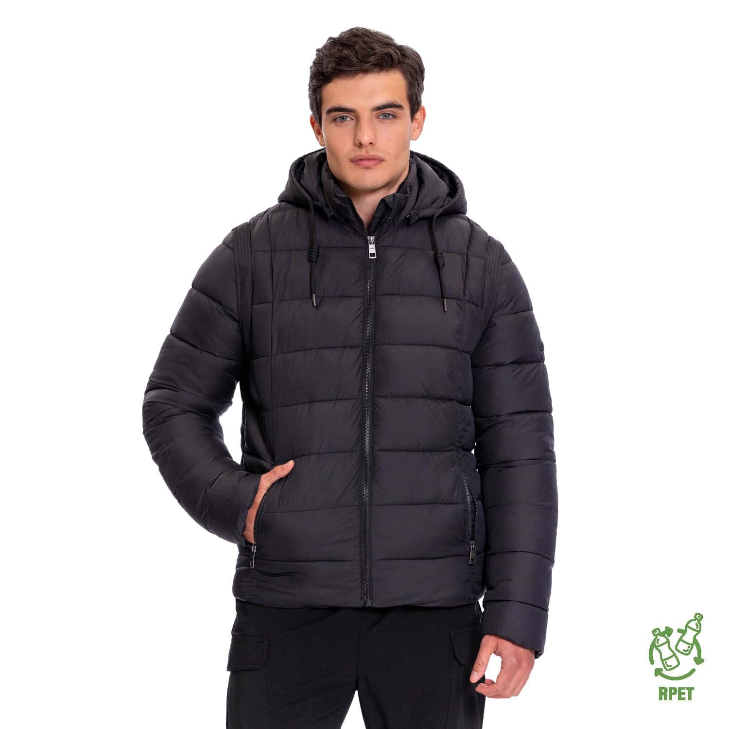 Chaqueta Acolchada para Hombre Atlantida 2 en 1 Negra