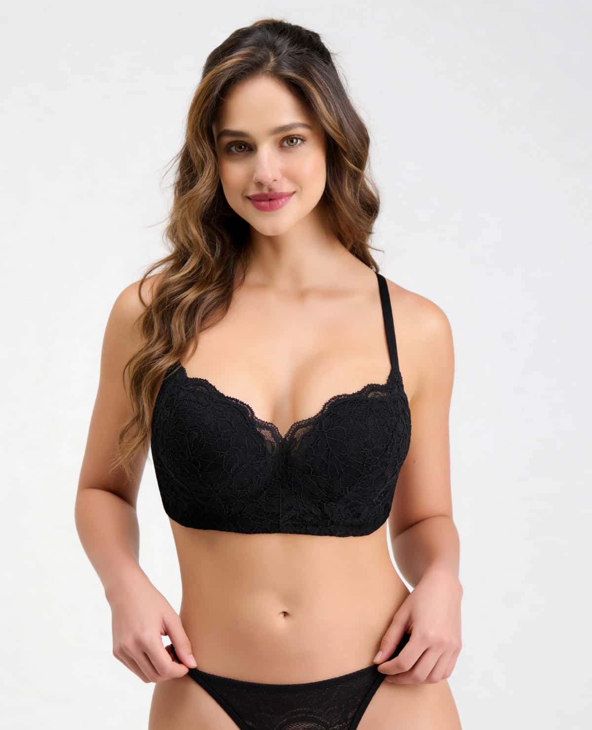 Brasier Doble Realce con Encaje y Powernet Negro | St. Even