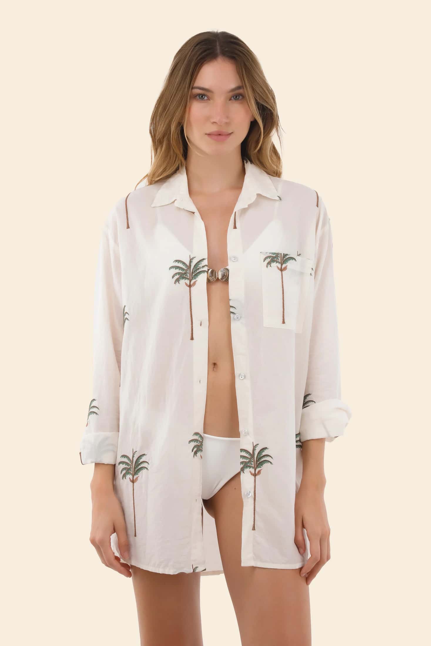 Ivory Summer Palms Vera Shirt