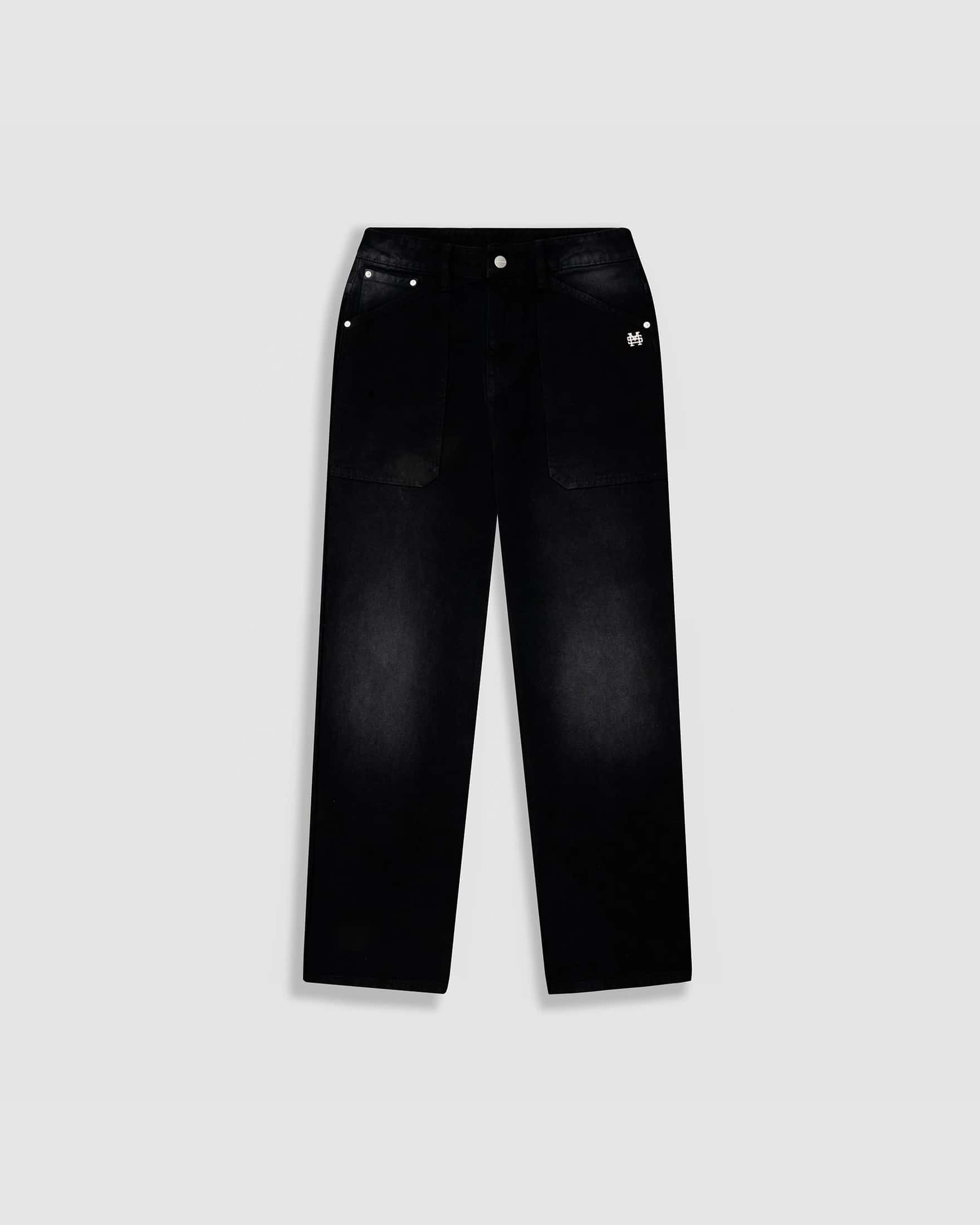 Pocket Straight Pants – Negro Desgastado