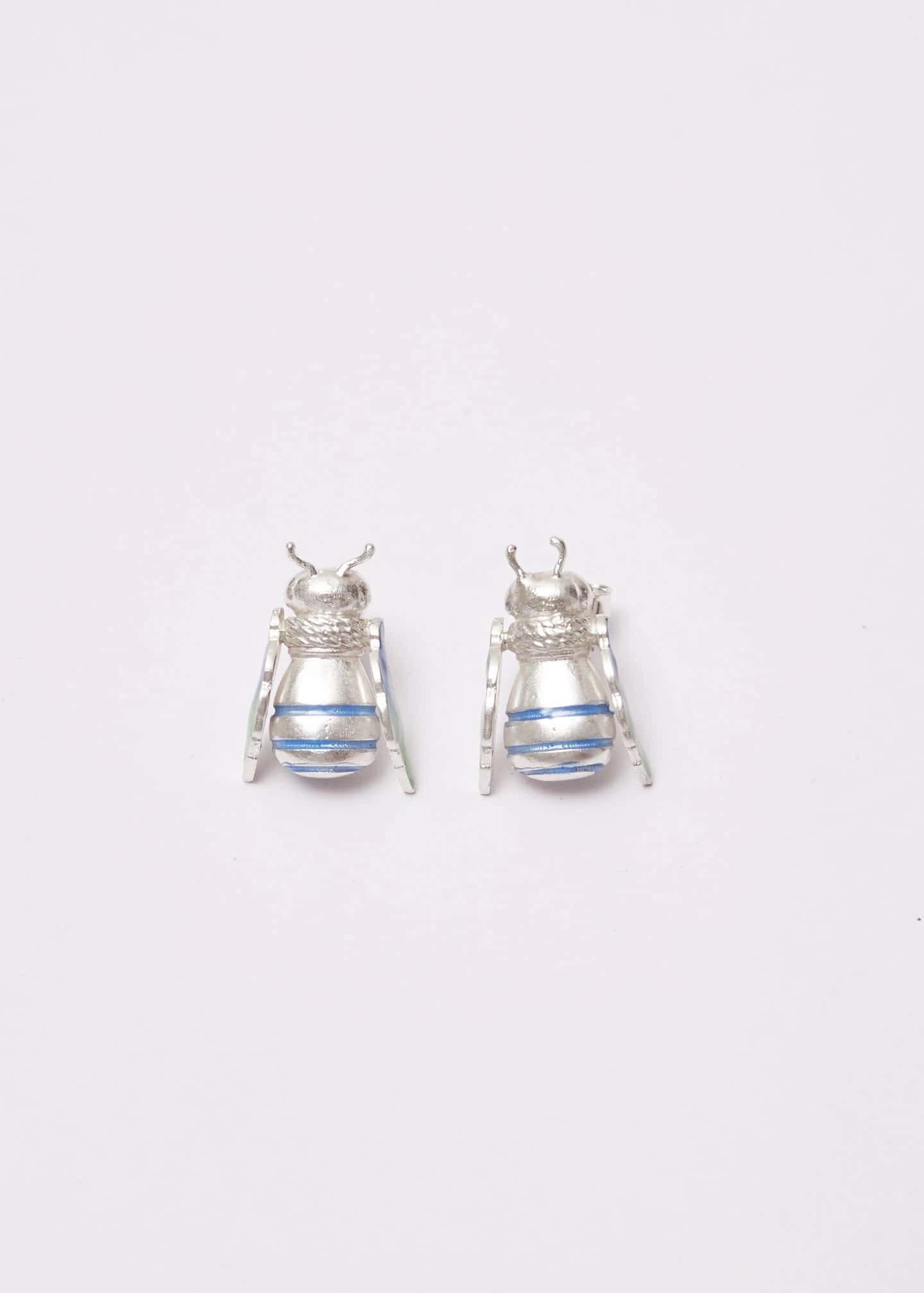Aretes Drone plata azul - miniatura 3