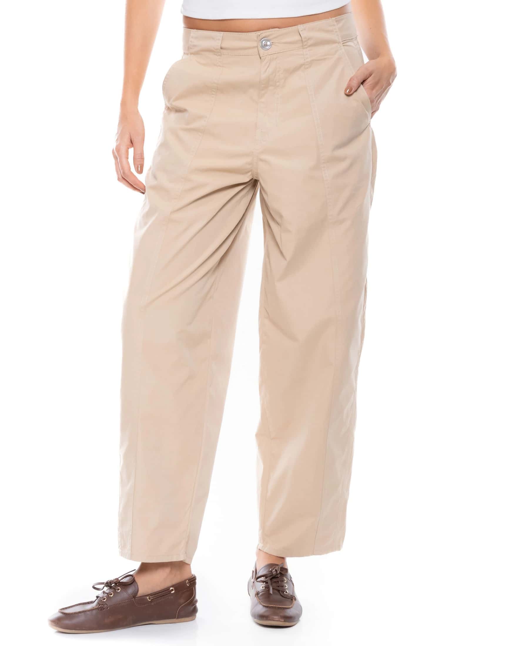 Pantalón Barrel Con Cortes Y Pasadores Anchos