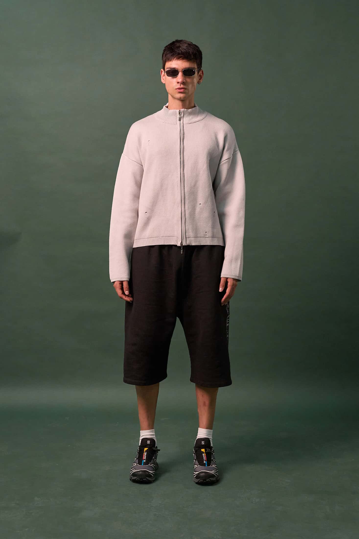 Knit Double Zipper - Gris - miniatura 7