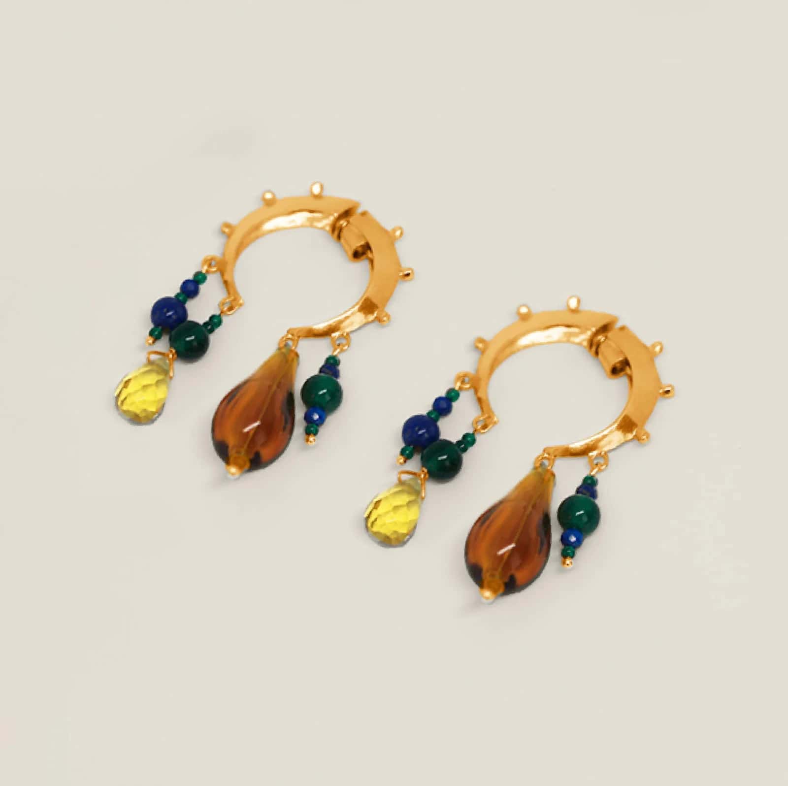 Baby Crescent Stone Hoop Gold