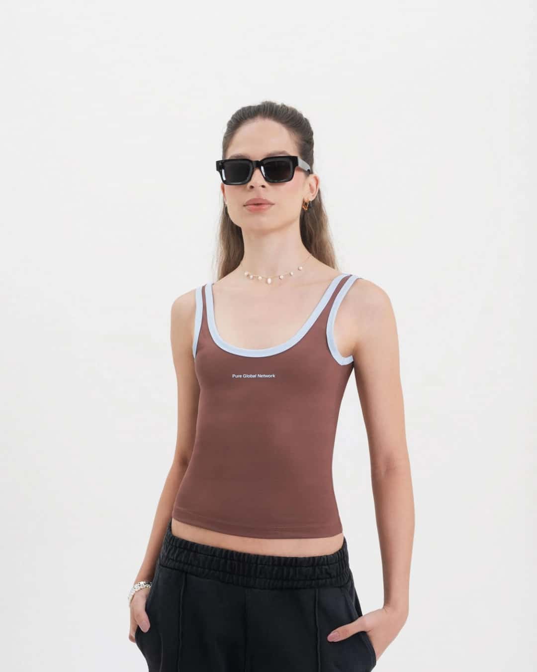 ACROSS THE LINES BROWN TANK TOP - miniatura 2