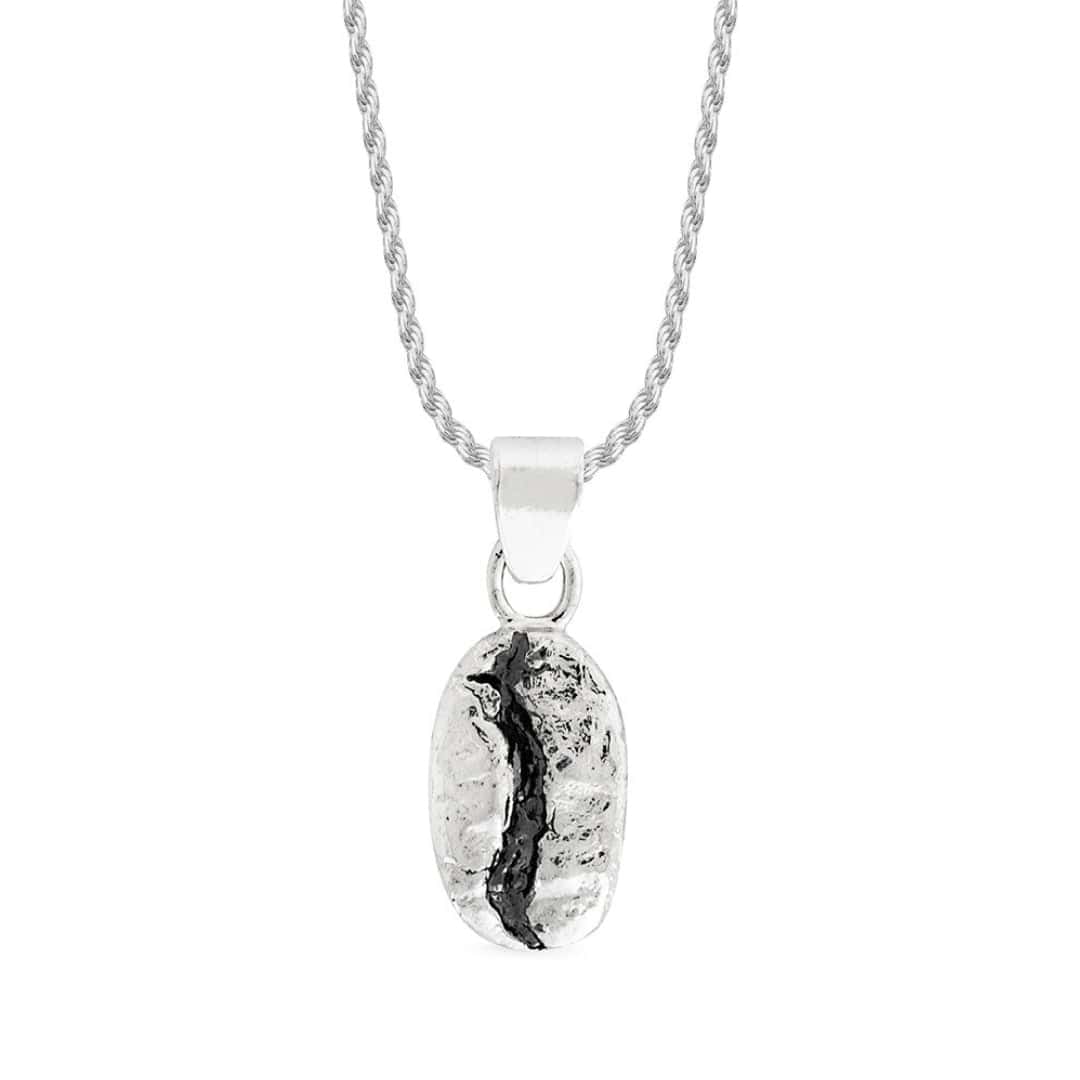 Collar Café Pacamara cadena especial larga (60cm) en plata envejecida
