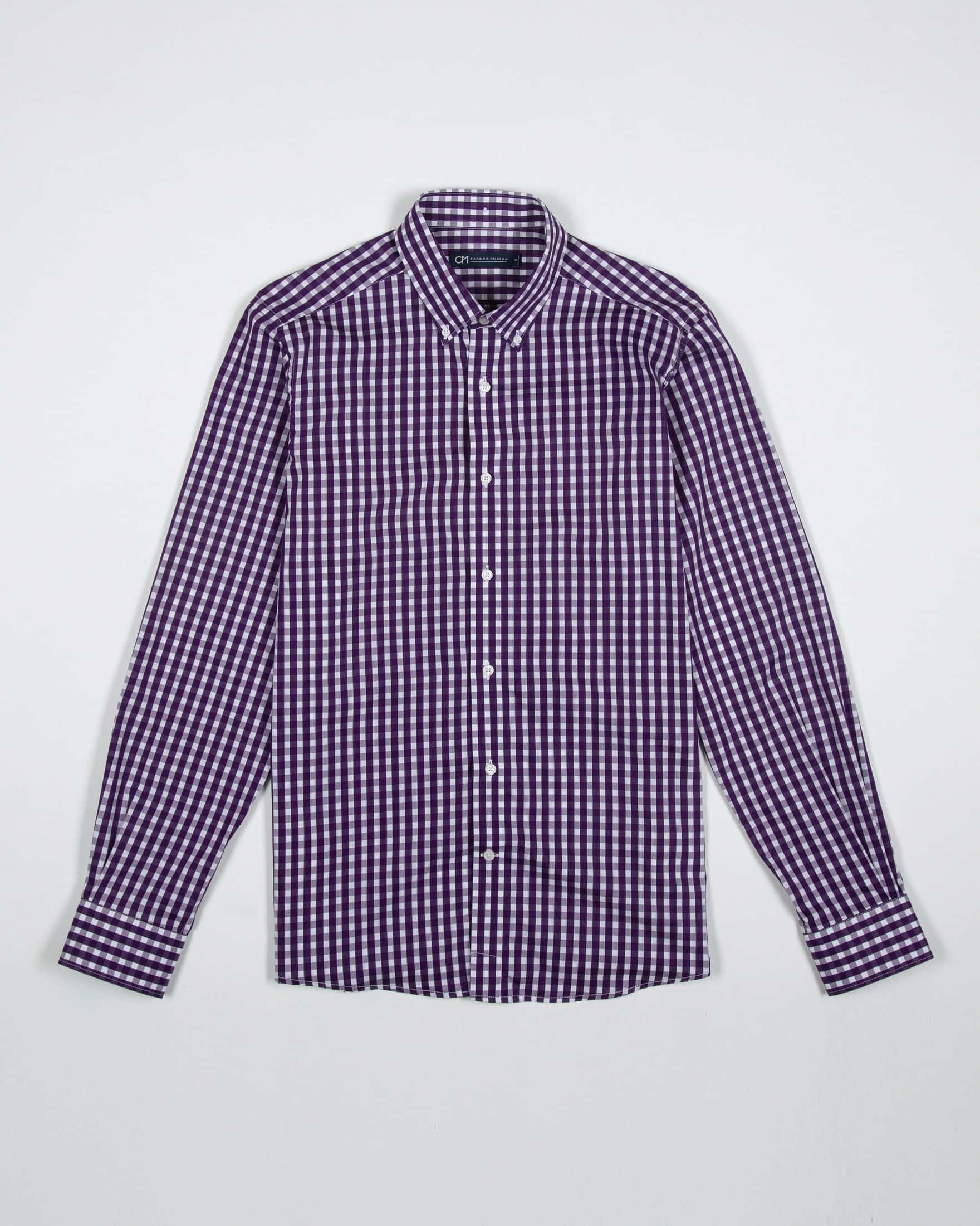 Camisa Cuadro Algodón Berenjena