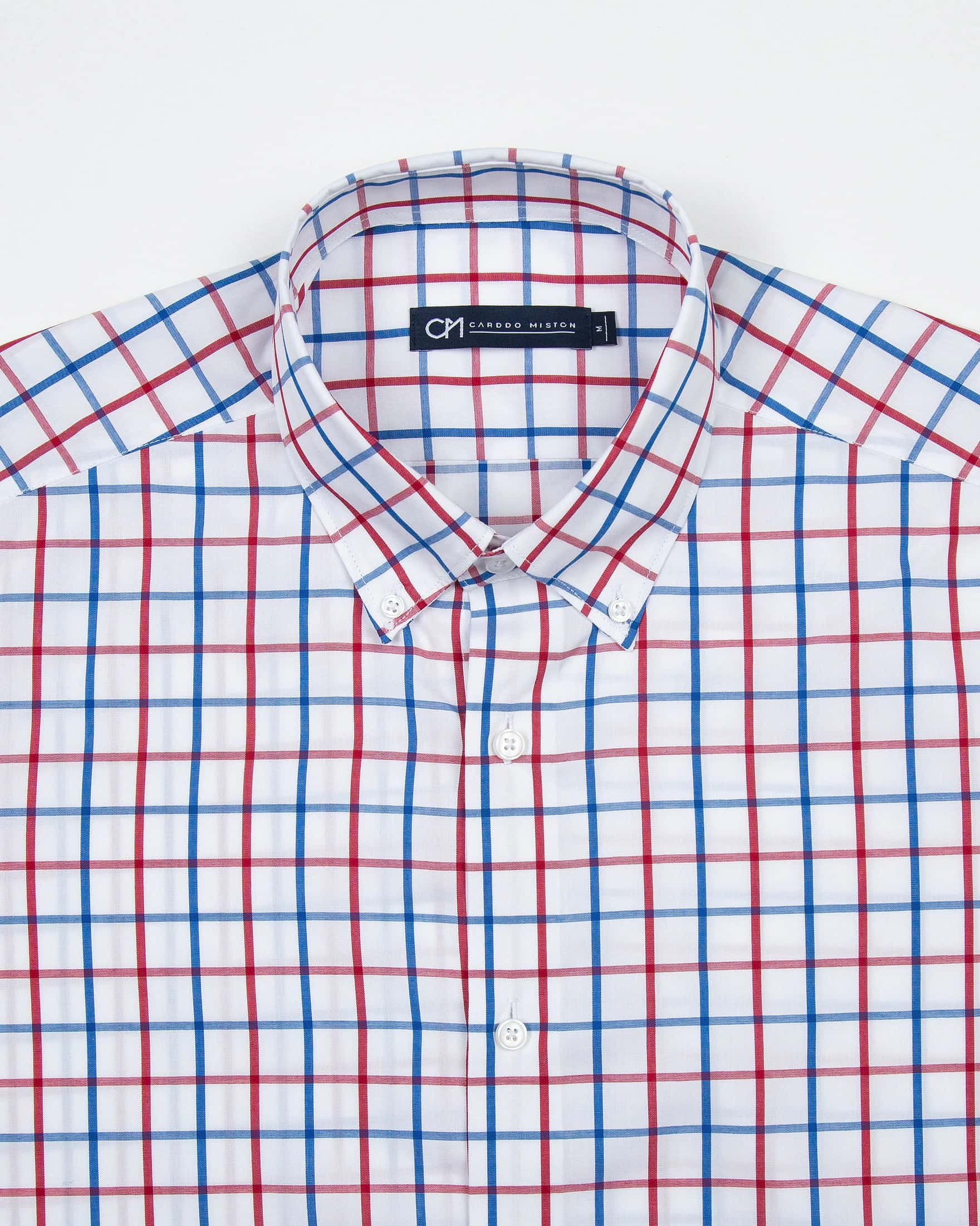 Camisa Cuadro Ventana Algodón Rojo Azul - miniatura 2