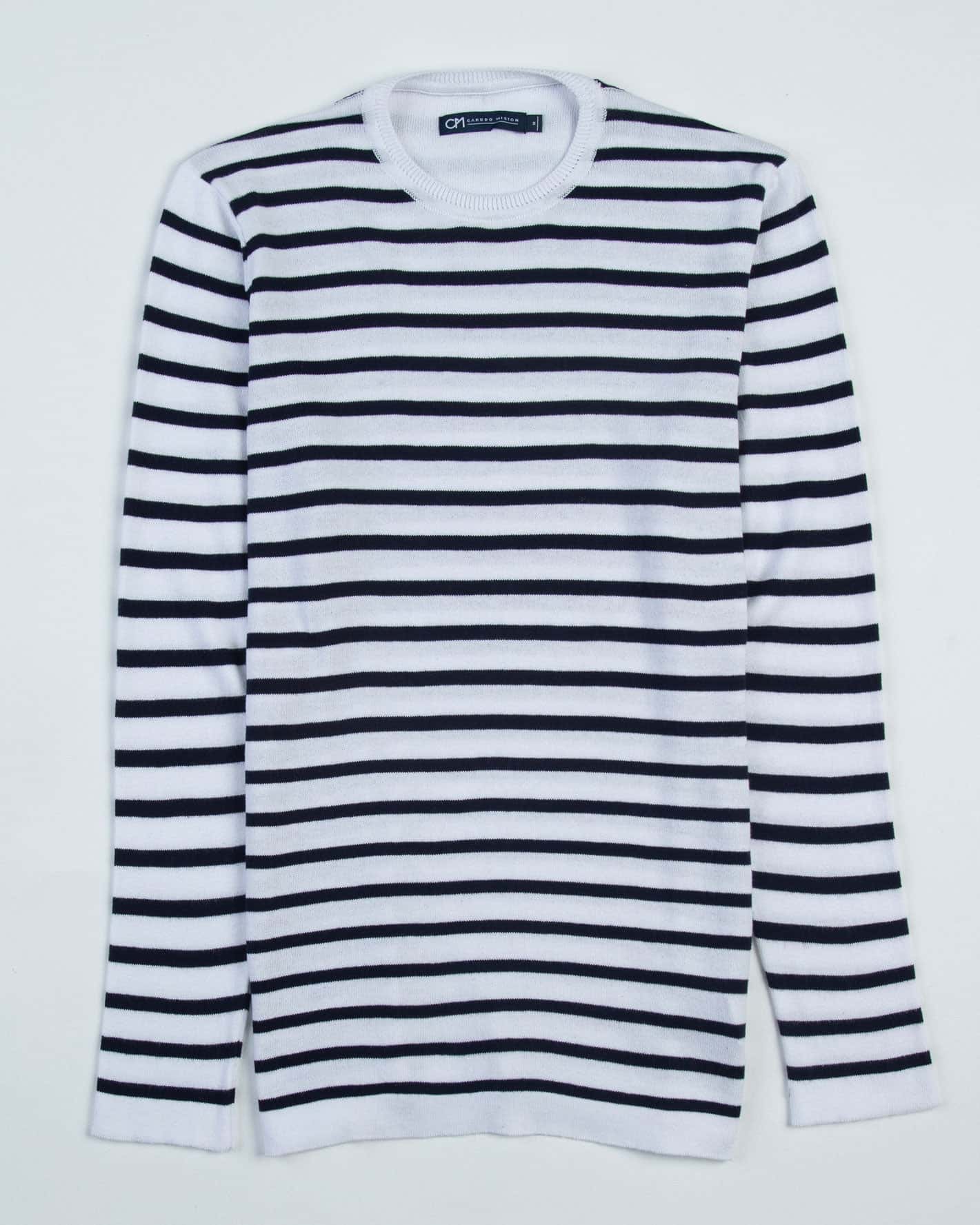 Saco Cuello Redondo Algodón Raya Azul Oscuro