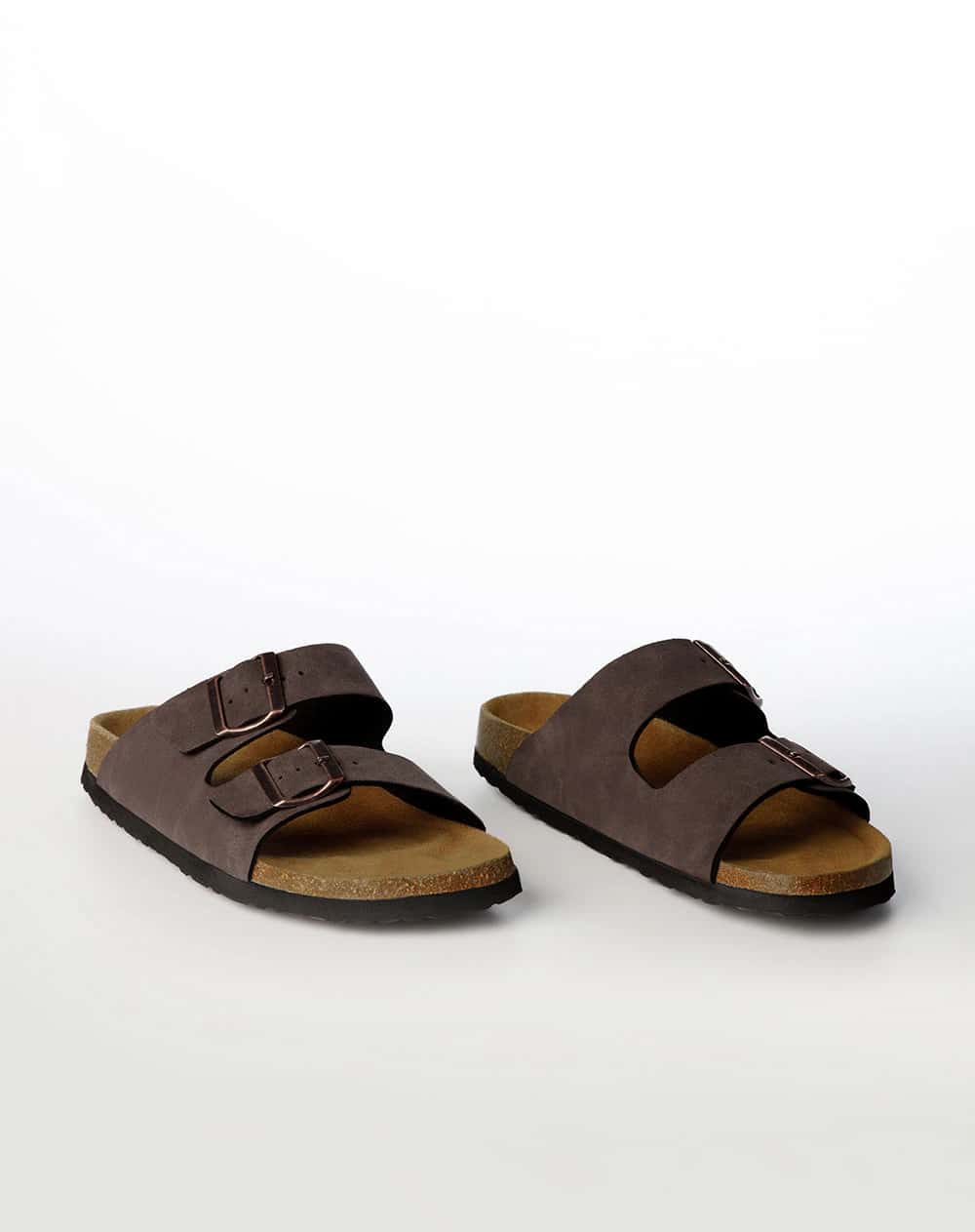 Sandalias hebillas café hombre