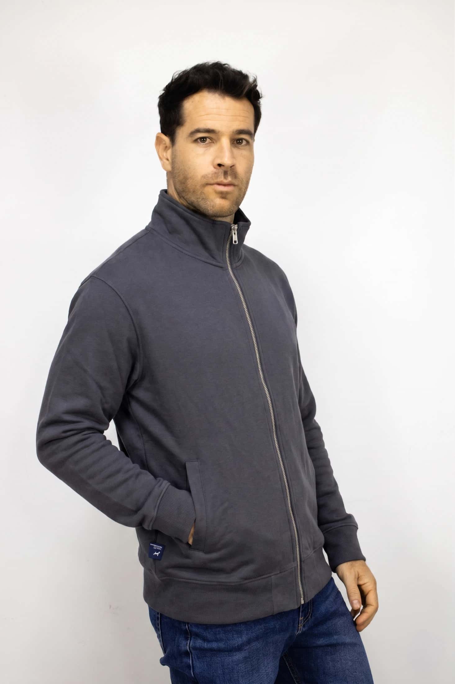 Saco gris con Cremallera para hombre
