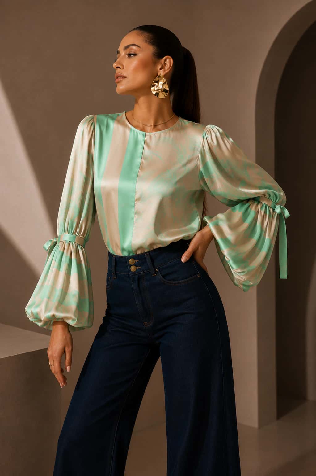 Blusa Cantor Rayas Turquesa - miniatura 1