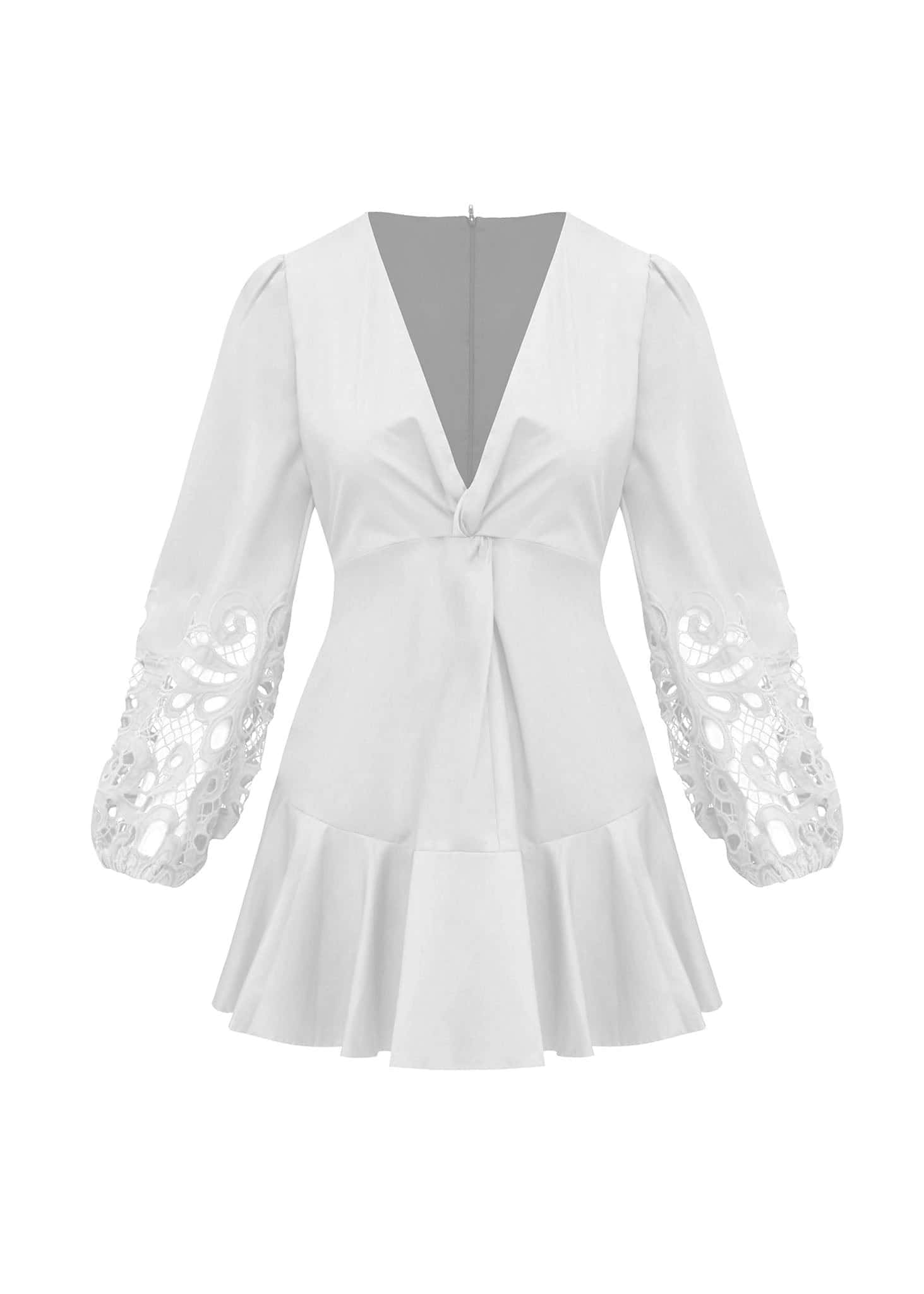 Vestido corto de manga larga - Detalles en encaje