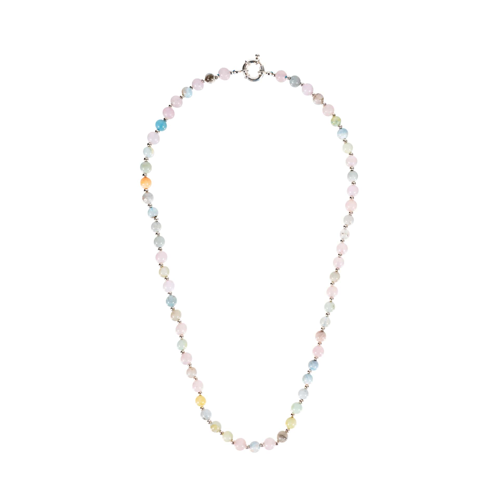 AQUA VOID NECKLACE | COLLAR DE PIEDRAS AGUA MARINA Y BALINES EN PLATA 925