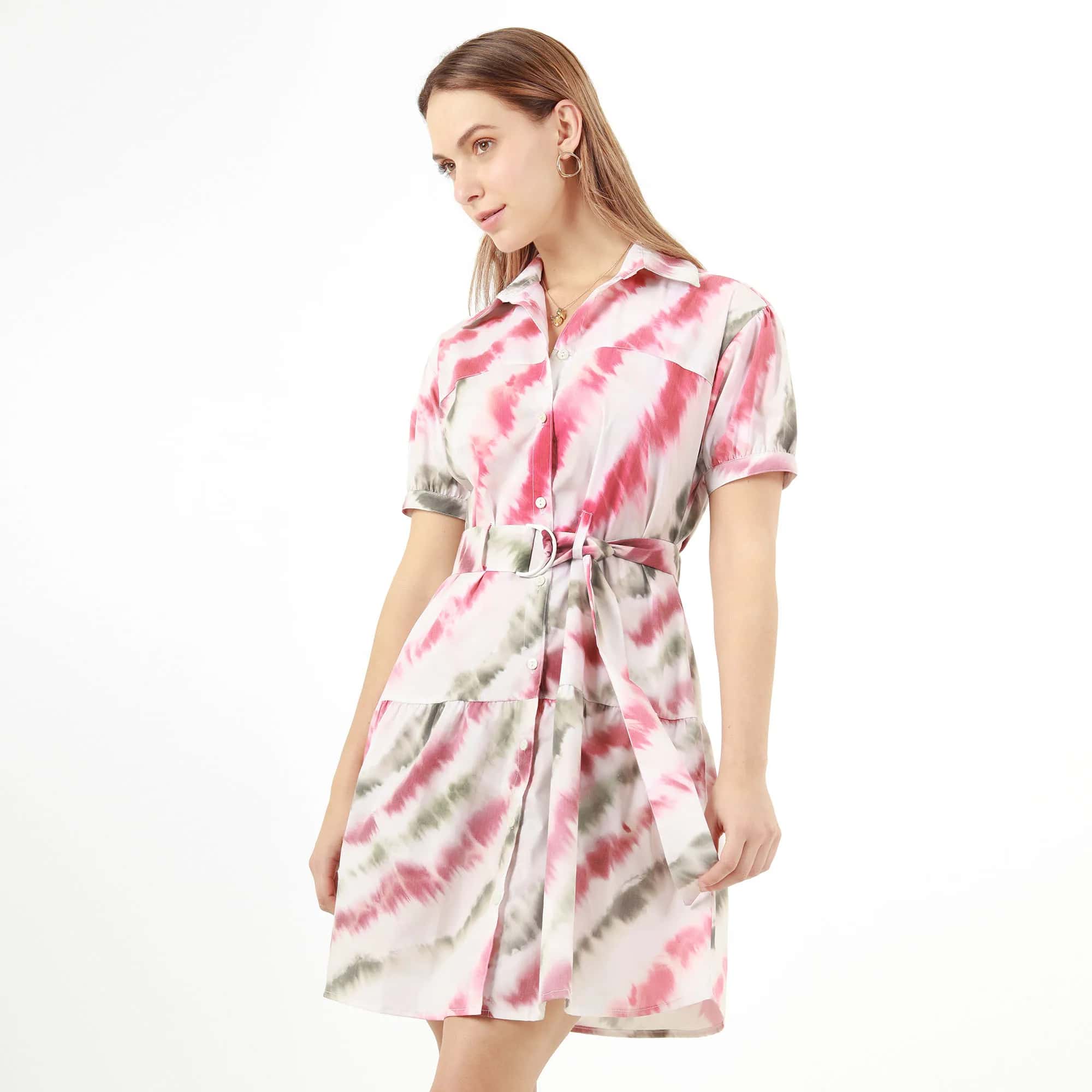 Vestido Cuello Camisero Manga Corta