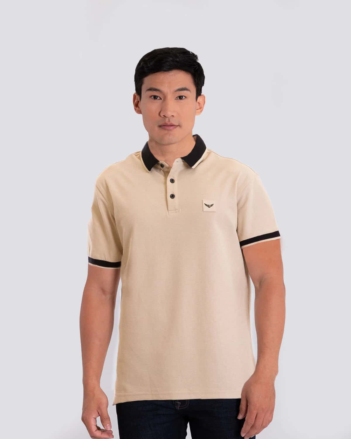 Polo slim beige para hombre