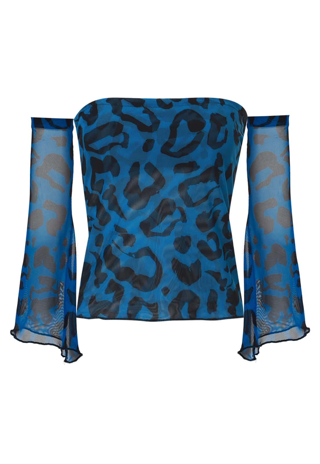Blue Black Leopard Mesh Top + Gloves - miniatura 13