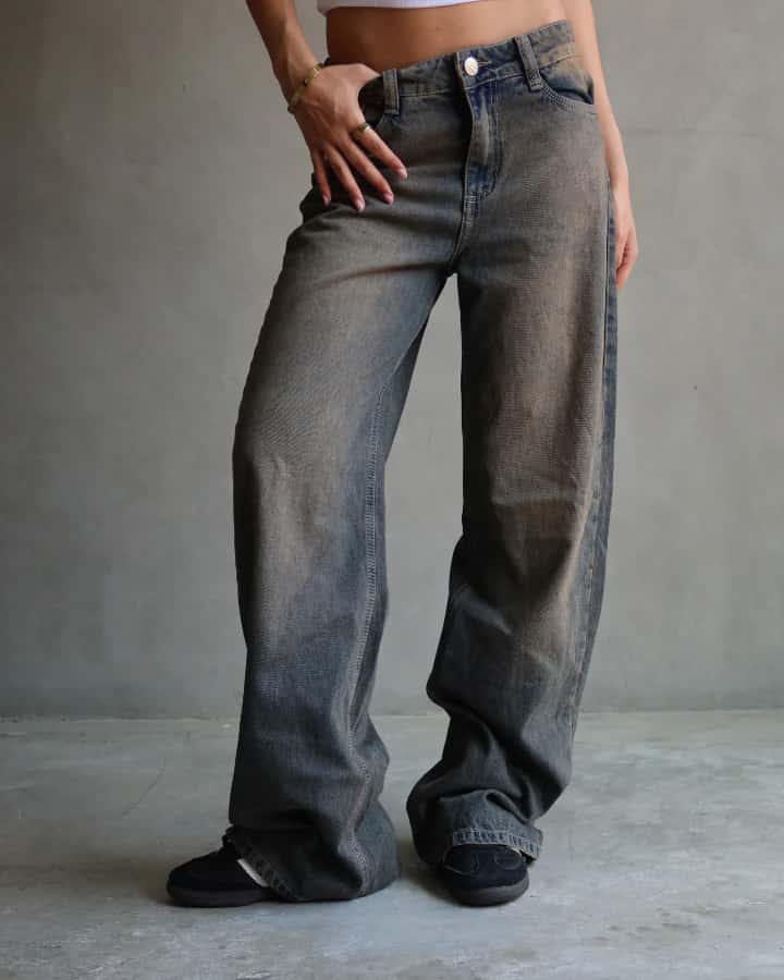 JEAN WIDE LEG FIT DIRTY AZUL