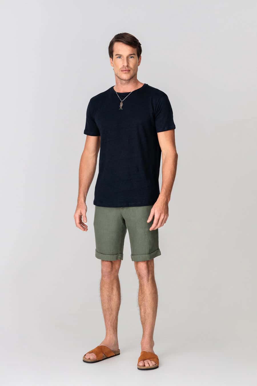Men's linen t-shirt navy