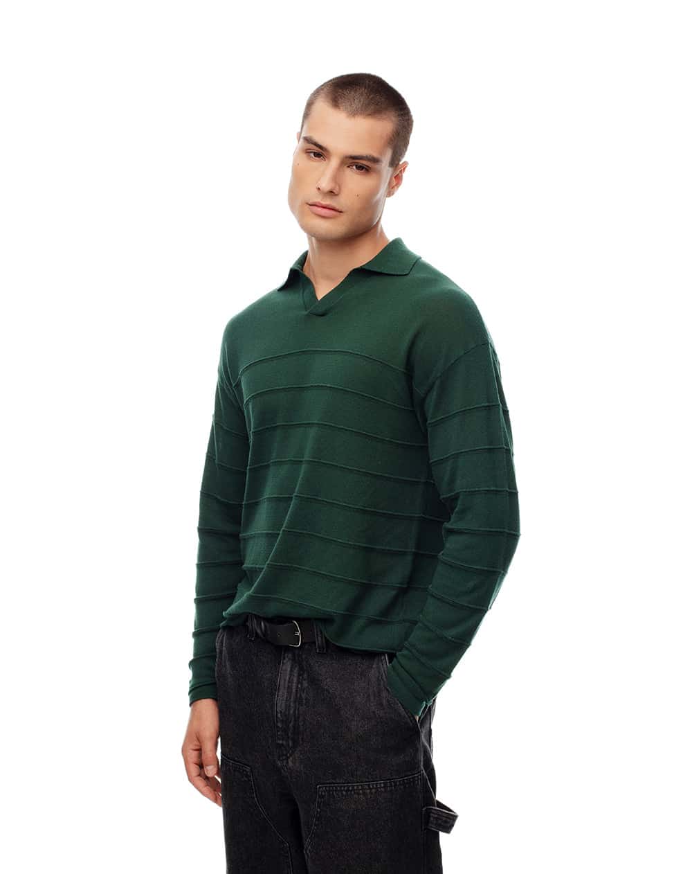 Camibuzo regular algodón verde hombre