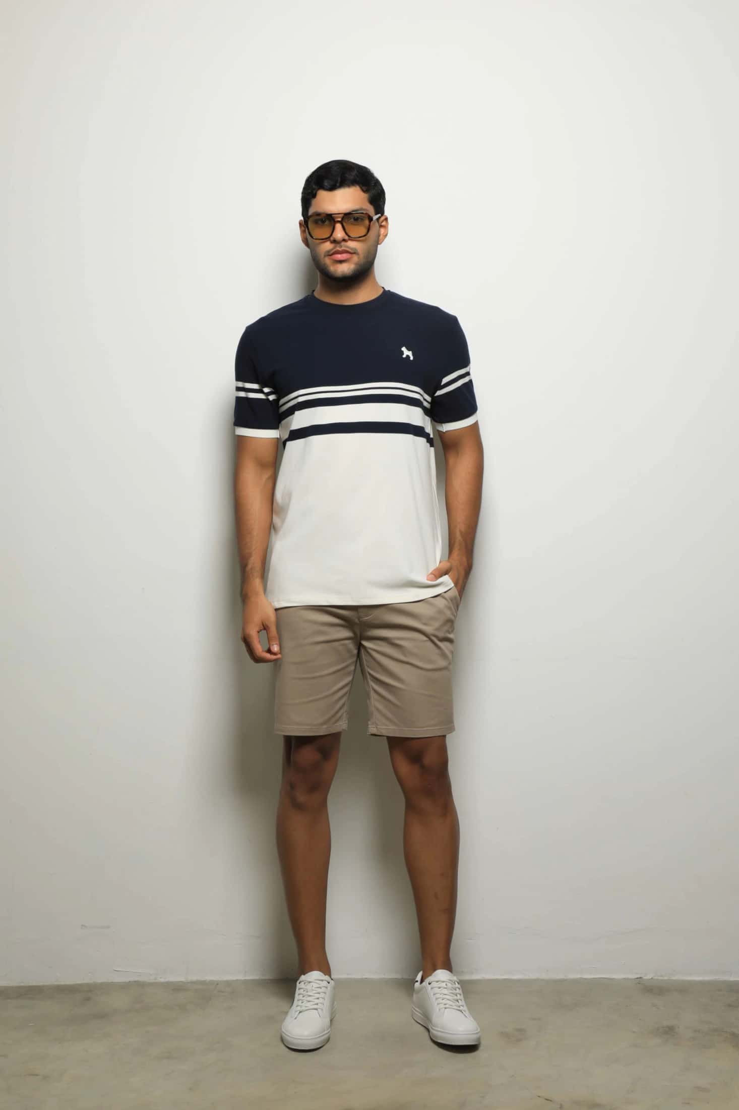 Camiseta Fashion Navy/Blanco