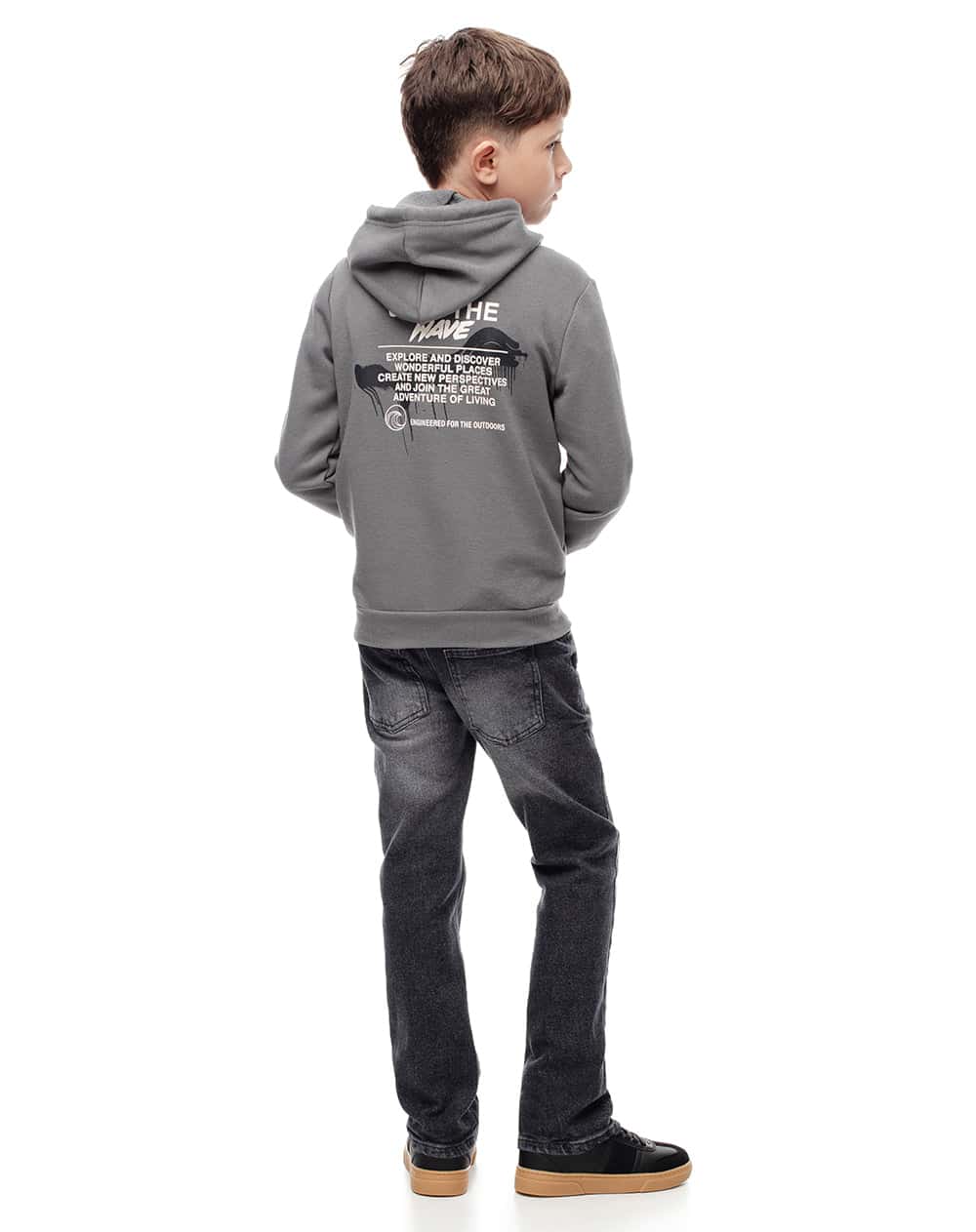 Buzo tipo hoddie gris niño