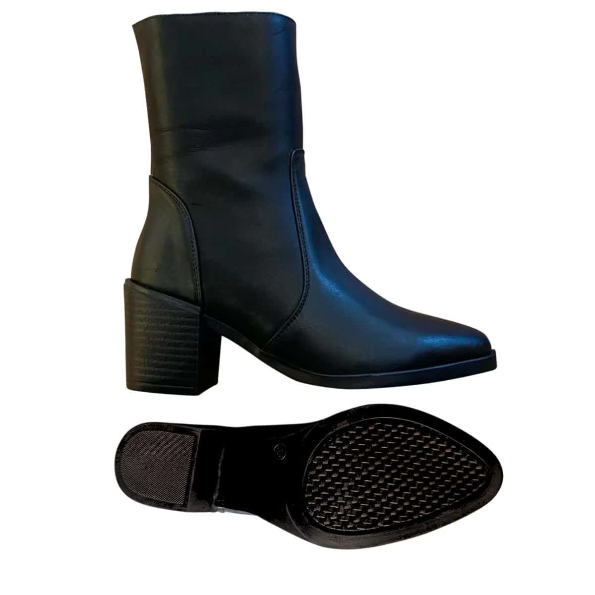 Botas Essential Caña Media Cuero Negro Mujer - miniatura 3