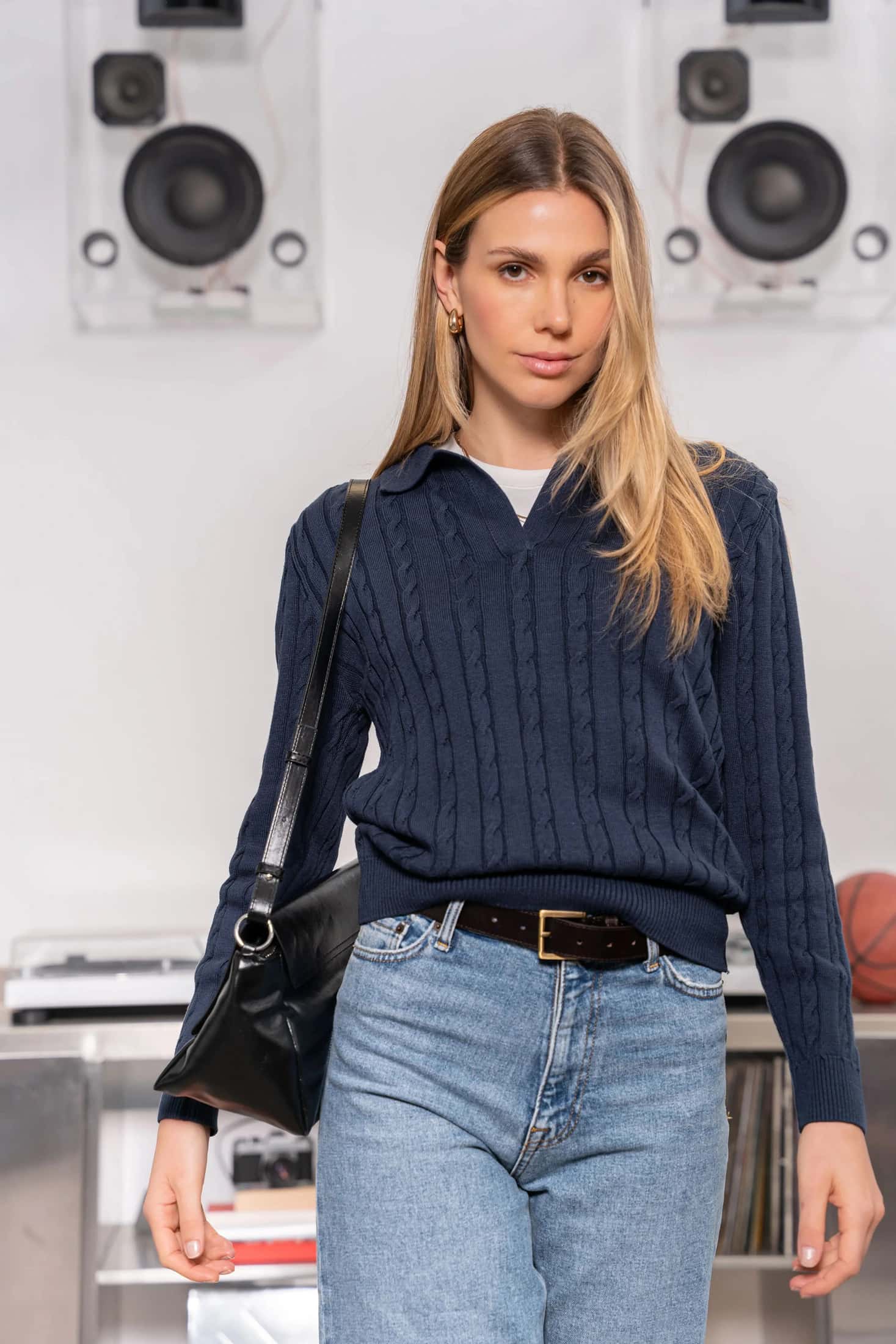 Suéter Polo Mujer Vittoria Azul Oscuro