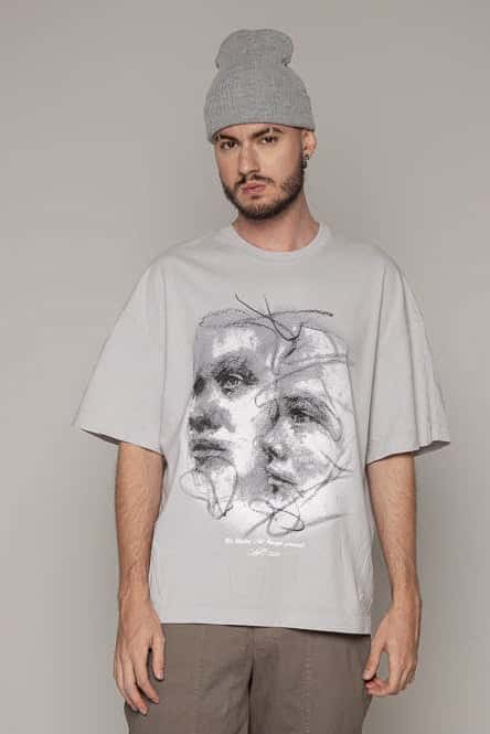 Oversized The Art Rostro-Gris/Claro