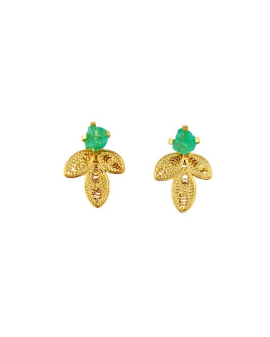Aretes mini filigrana Tiffani con esmeralda